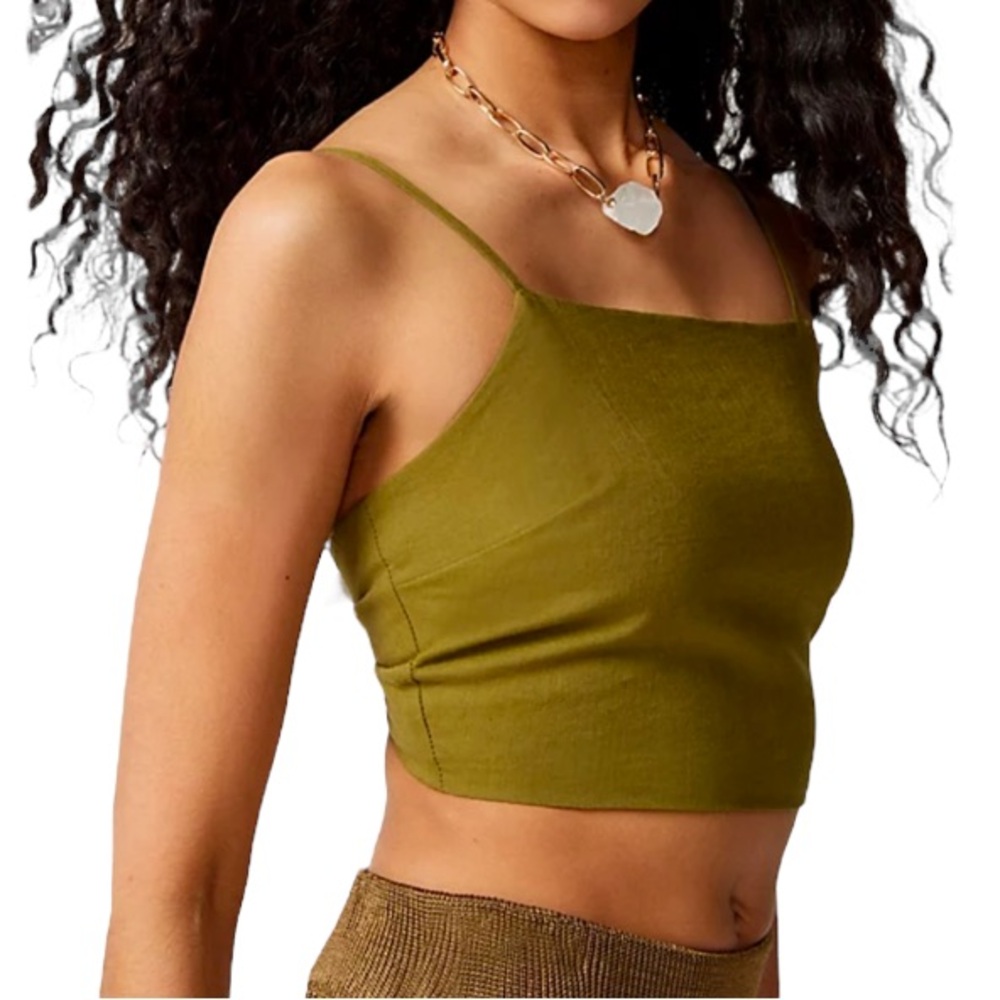 Fashion Nova green satin backless crop top size medium